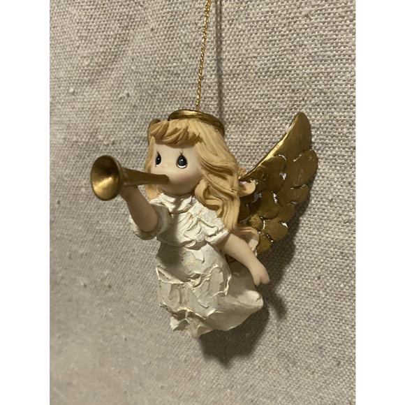 Vtg Precious Moments Sing in Excelsis Ornament Angel Horn Player 3.25" Tall - Picture 1 of 8